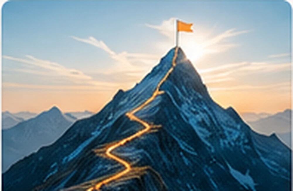 Bergstopp som symboliserar ett tydligt företagsmål